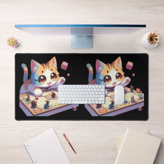Cat Throwing Dice Tabletop Game Schreibtischunterlage (Büro 1)