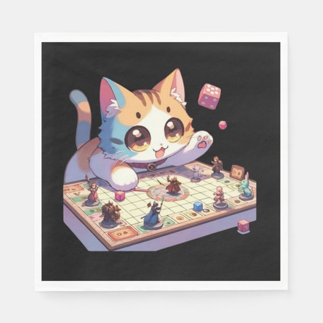Cat Throwing Dice Tabletop Game Serviette (Vorderseite)