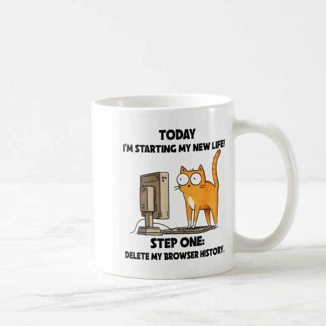 Cat Today I'm Starting My New Life Step One Delete Kaffeetasse (Rechts)