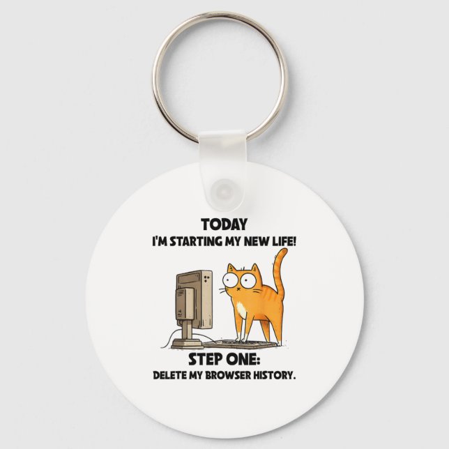 Cat Today I'm Starting My New Life Step One Delete Schlüsselanhänger (Vorderseite)