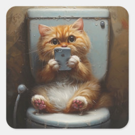 Cat Toilet Entertainment: Telefonische Reaktion Quadratischer Aufkleber