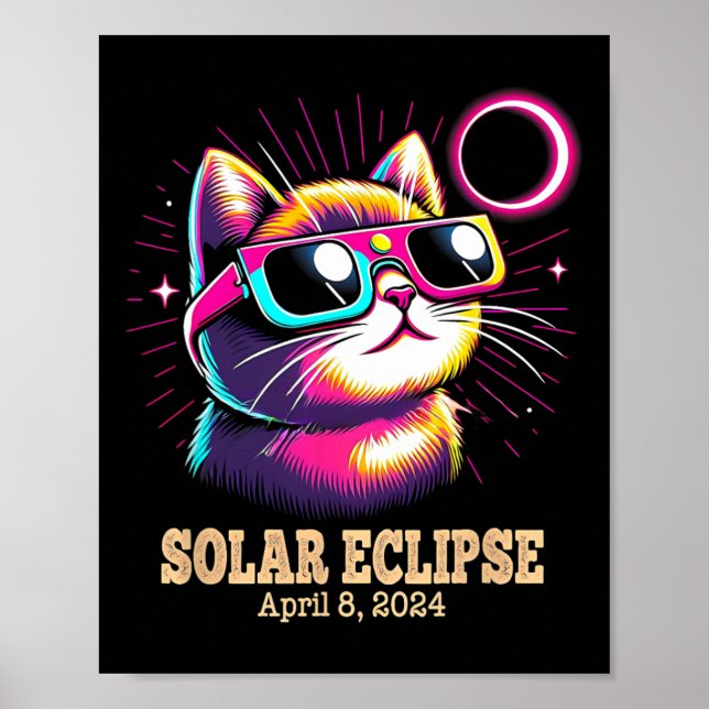 Cat Total Solar Eclipse 8. April Poster (Vorne)