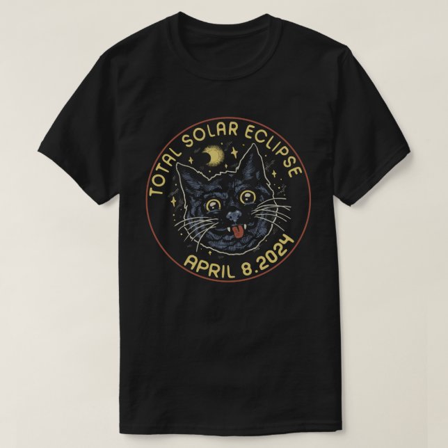 Cat Total Solar Eclipse April 8 2024 Astronomie T-Shirt (Design vorne)