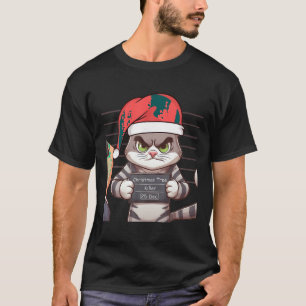 Cat Tree Killer Funny Christmas Weihnachtsmann T-Shirt