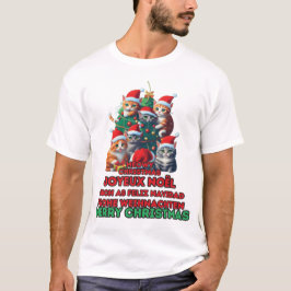 Cat Tree Lights Weihnachtsfamilie Matching Pajamas T-Shirt