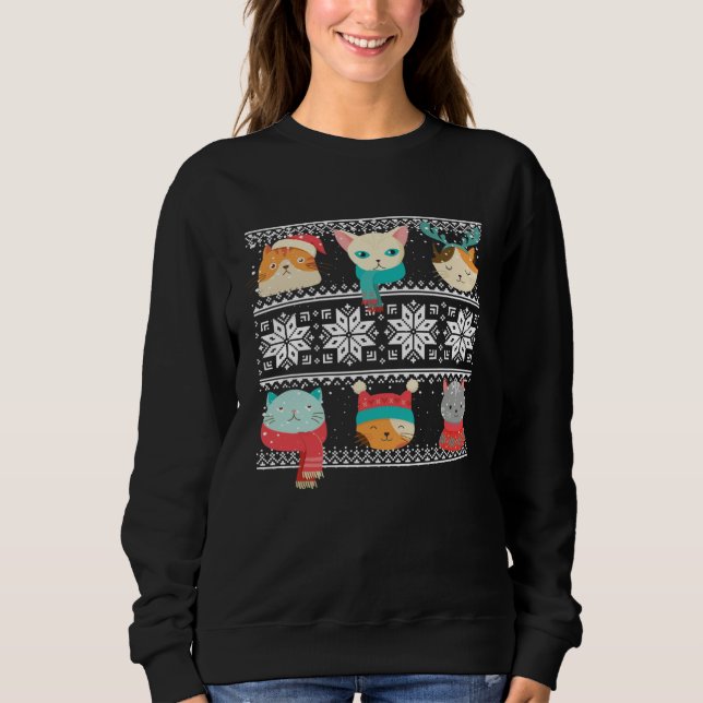 Cat Tree Ugly Sweater Christmas Matching Sweatshirt (Vorderseite)