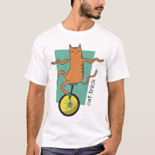 Cat Trick Funny Tabby Cat Rafting Einrad T-Shirt