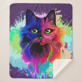 Cat Trippy Psychedelic Pop Art Sherpadecke