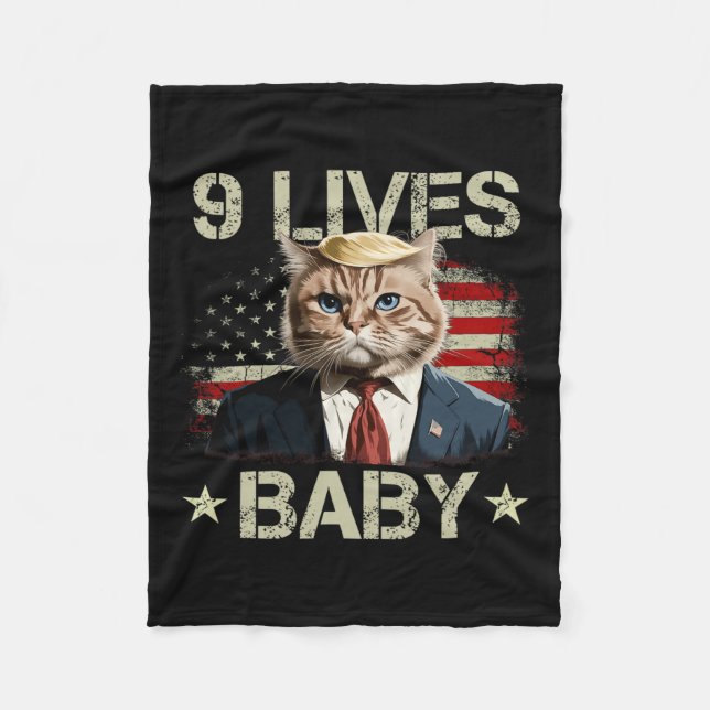 Cat Trump 9 Lives Ba Fleecedecke (Vorderseite)