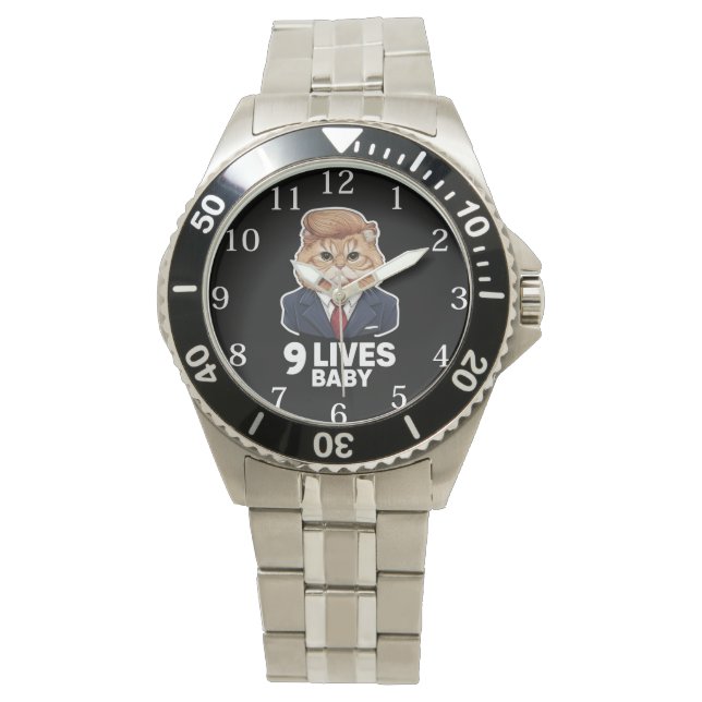 Cat Trump 9 Lives Baby Armbanduhr (Vorderseite)