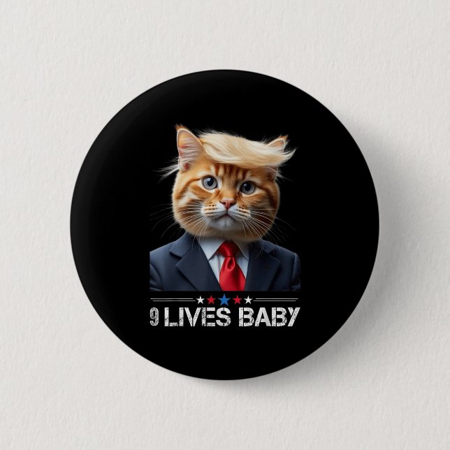Cat Trump 9 Lives Baby Button (Vorderseite)