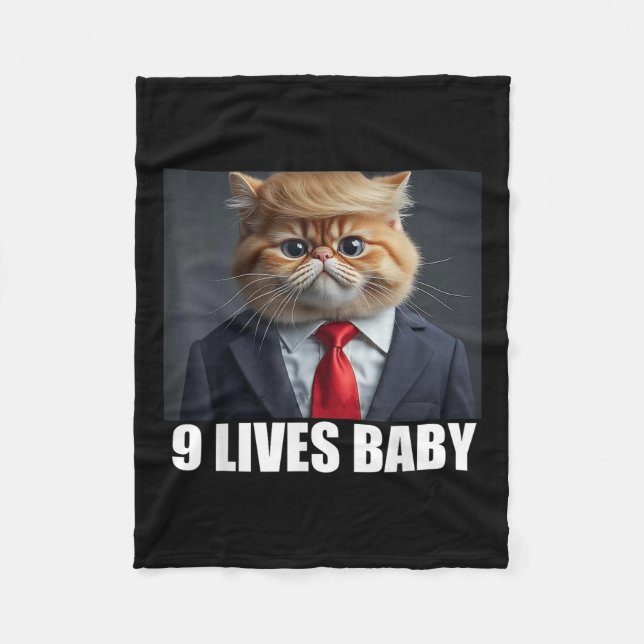 Cat Trump 9 Lives Baby Fleecedecke (Vorderseite)