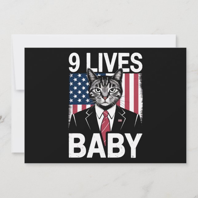 Cat Trump 9 Lives Baby Funny Trump Cat Einladung (Vorderseite)
