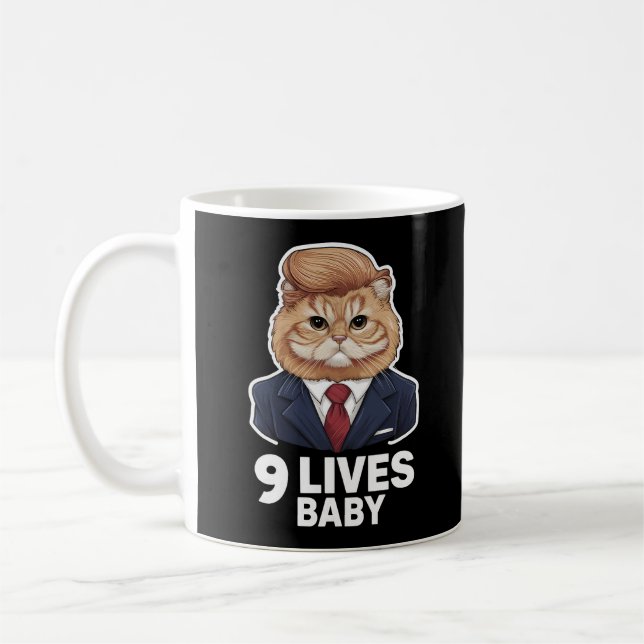 Cat Trump 9 Lives Baby Kaffeetasse (Links)