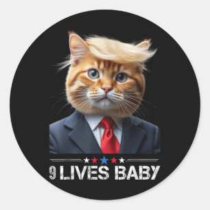 Cat Trump 9 Lives Baby Runder Aufkleber