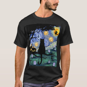 Cat Tshirt, Beängstigendes Night Cat T-Shirt, Van  T-Shirt