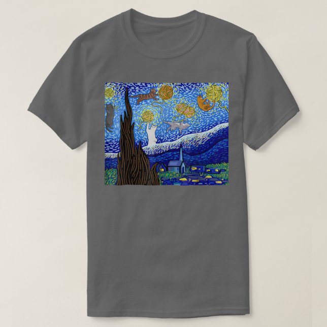 Cat Tshirt, Beängstigendes Night Cat T-Shirt, Van  T-Shirt (Design vorne)