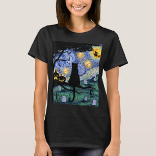 Cat Tshirt, Beängstigendes Night Cat T-Shirt, Van  T-Shirt