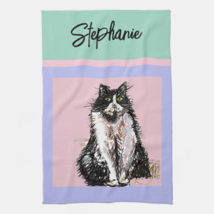 Cat Tuxedo Pastel Cats Womens Pastellfarben Geschirrtuch