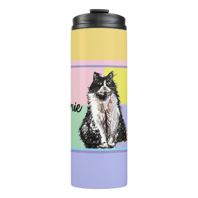 Cat Tuxedo Pastel Cats Womens Pastellfarben Thermosbecher (Vorderseite)