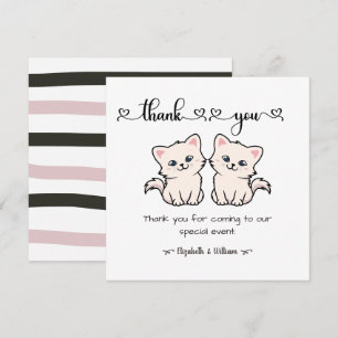 Cat Twin Boy Girl Babydusche Danke Karte