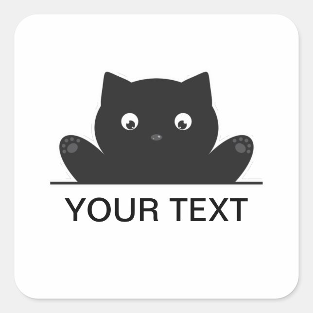 CAT ÜBERRASCHT QUADRATISCHER AUFKLEBER (Vorderseite)
