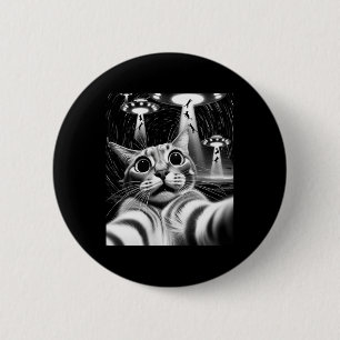 Cat Ufasion _ Funny Cat Meme Retro Alien Cat Button