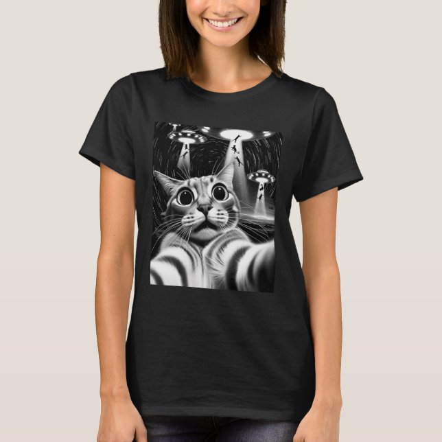 Cat Ufasion _ Funny Cat Meme Retro Alien Cat T-Shirt (Vorderseite)