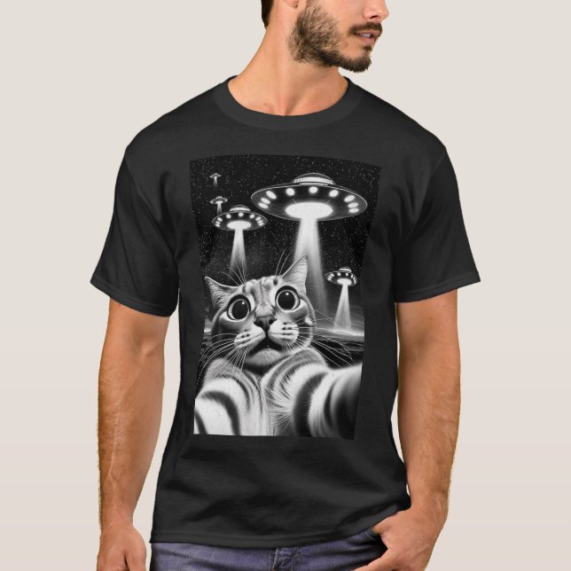 Cat Ufo Funny Invasion Meme Retro Alien Cat Ufo Se T-Shirt (Vorderseite)