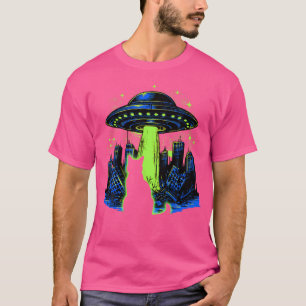 Cat Ufo Invasion Alien Ufo Zerstöre Stadt mit Cat T-Shirt