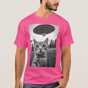 Cat Ufo Selfie Alien Ufo Funny Cat Selfie mit Ufo T-Shirt