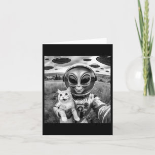 Cat Ufo Selfie Cat Alien Abduction Funny Cat Gesch Karte