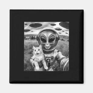 Cat Ufo Selfie Cat Alien Abduction Funny Cat Gesch Magnet