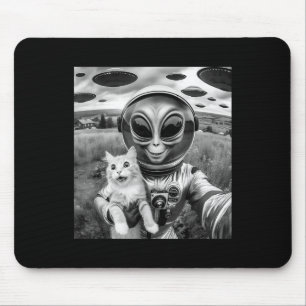 Cat Ufo Selfie Cat Alien Abduction Funny Cat Gesch Mousepad