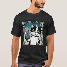 Cat UFO Selfie: Green Alien #6 T-Shirt