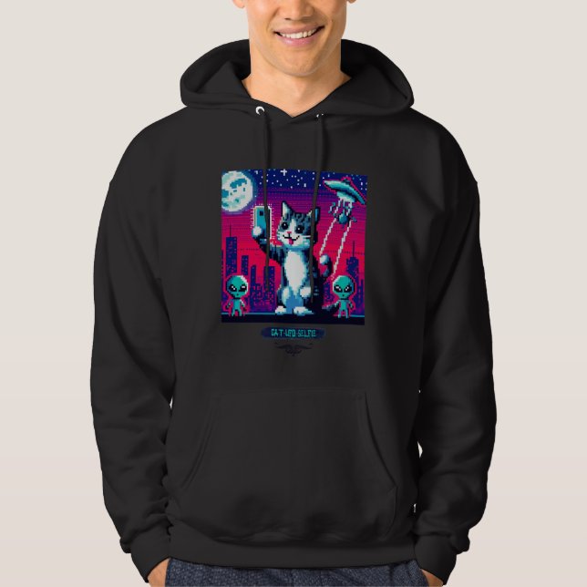 Cat UFO Selfie: Pixel Art #20 Hoodie (Vorderseite)