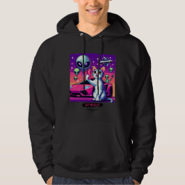 Cat UFO Selfie: Pixel Art #24 Hoodie