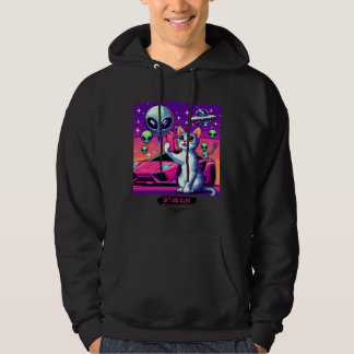 Cat UFO Selfie: Pixel Art #24 Hoodie