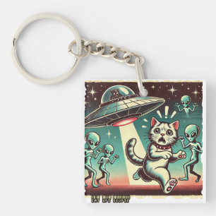 Cat UFO Selfie: Vintage Invasion #02 Schlüsselanhänger