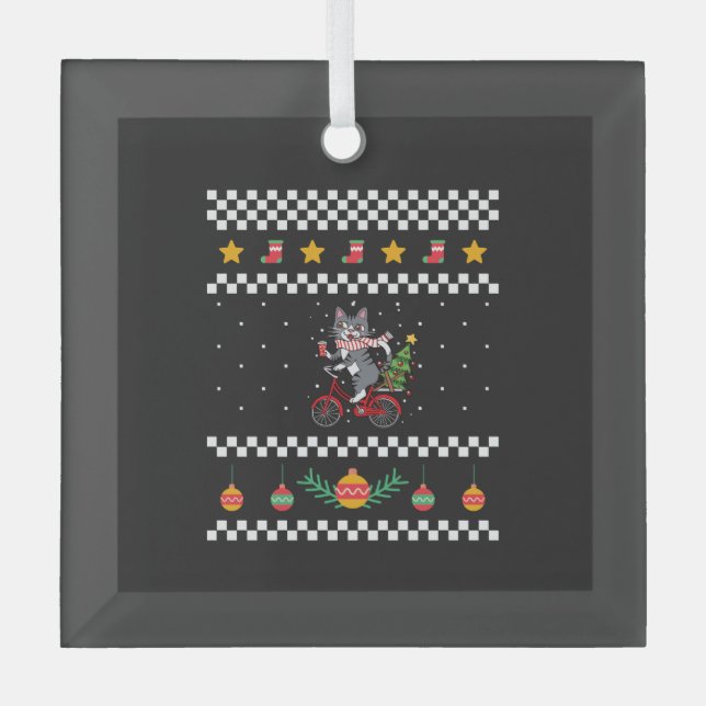 Cat Ugly Christmas Ornament Aus Glas (Vorderseite)