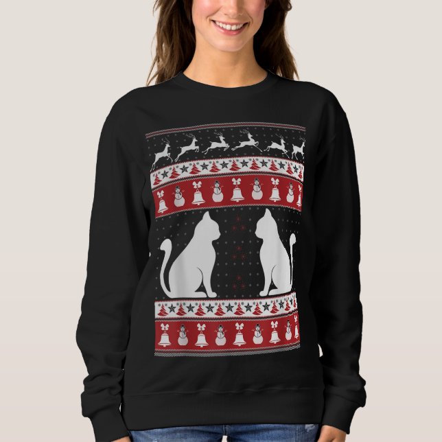 Cat Ugly Christmas Sweater Xmas Sweatshirt (Vorderseite)