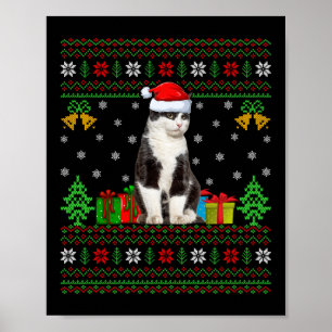 Cat Ugly Xmas Decorations Santa Cat Christmas Poster