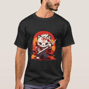 Cat Ukiyo-E Japanese Cat Japan Style Anime Ninja C T-Shirt