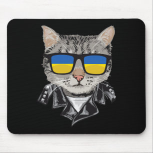 Cat Ukraine Flag Sungles - Coole ukrainische Katze Mousepad