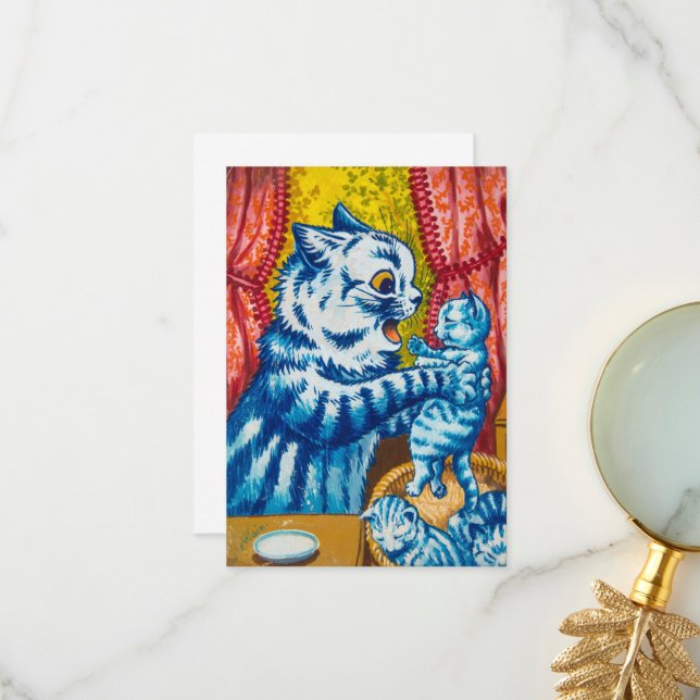 Cat und ihre Kittens von Louis Wain Dankeskarte (Vorderseite/Rückseite Beispiel)