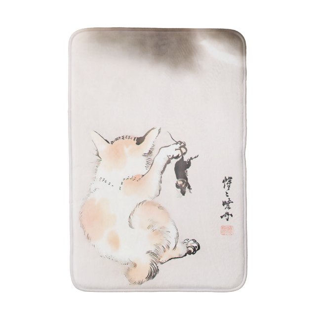 CAT UND MAUS durch Kyosai Kawanabe) Badematte (Vorderseite Vertikal)
