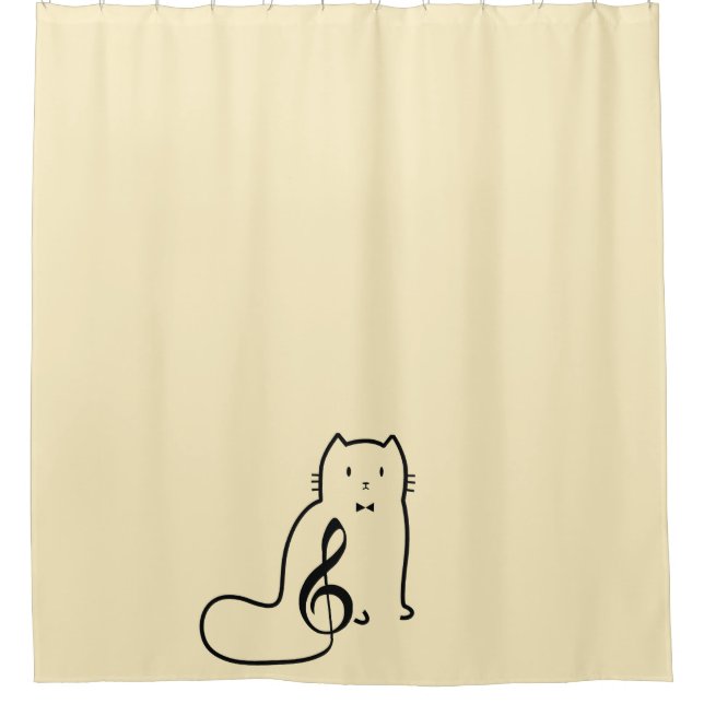 CAT UND MUSIKNOTE DUSCHVORHANG (Vorderseite)