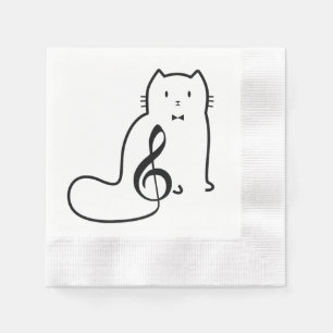 CAT UND MUSIKNOTE SERVIETTE