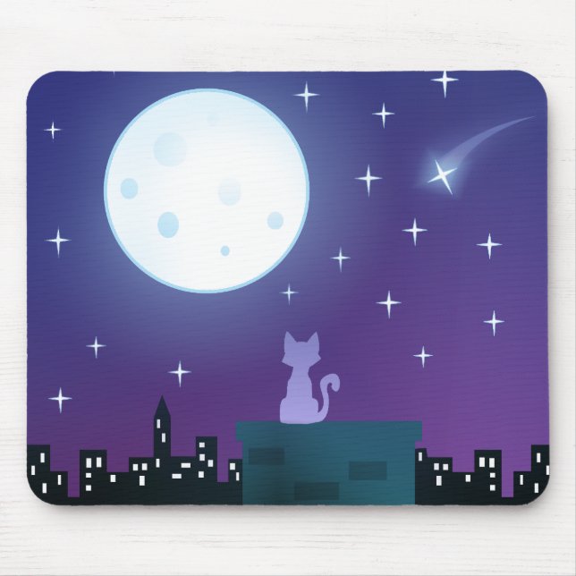 Cat Under the Moonlight Mousepad (Vorne)
