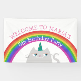 Cat Unicorn Girl Birthday Banner